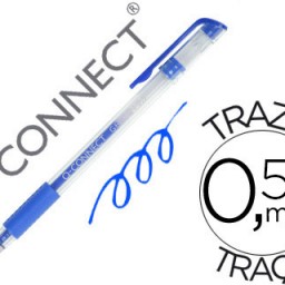 Bolígrafo Q-Connect tinta gel azul sujeción de caucho